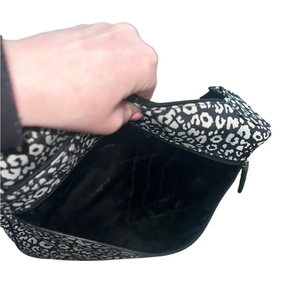 Vera Bradley Black White Leopard Print Quilted Crossbody Bag Adjustable Strap - Picture 10 of 13